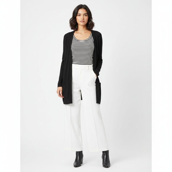 St John Black Open Front Knit Long Sleeve Cardigan Sweater L - Picture 7 of 8